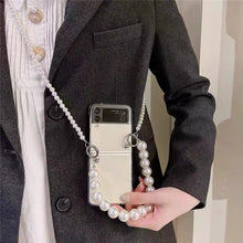 Load image into Gallery viewer, Classic pearl Samsung Zflip Phone case + Strap Set