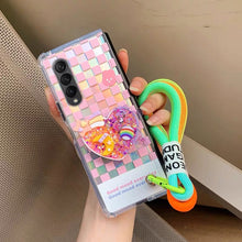 Load image into Gallery viewer, Checkered Rainbow Heart Samsung Phone Case + Strap Set