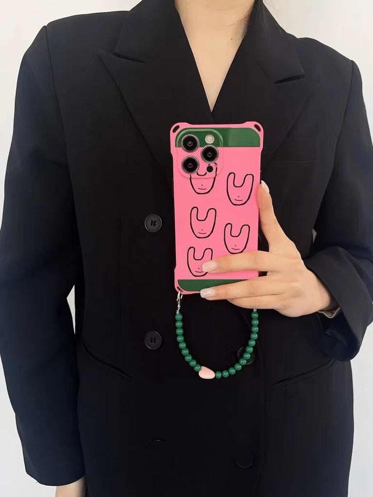 Hot pink Bunny iPhone case + strap set