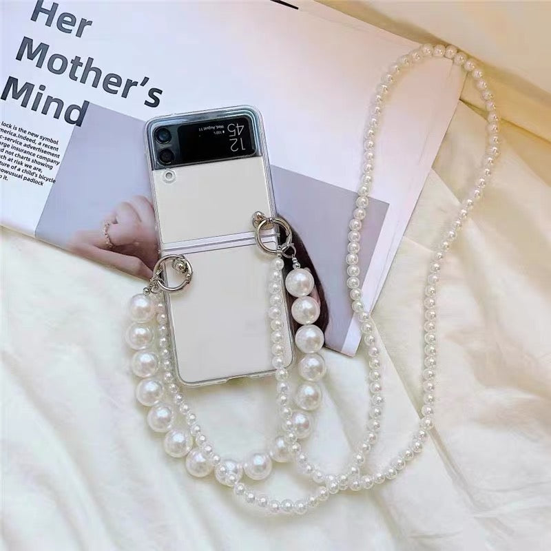 Classic pearl Samsung Zflip Phone case + Strap Set