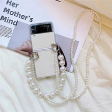 Load image into Gallery viewer, Classic pearl Samsung Zflip Phone case + Strap Set