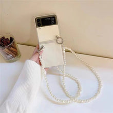 Load image into Gallery viewer, Classic pearl Samsung Zflip Phone case + Strap Set