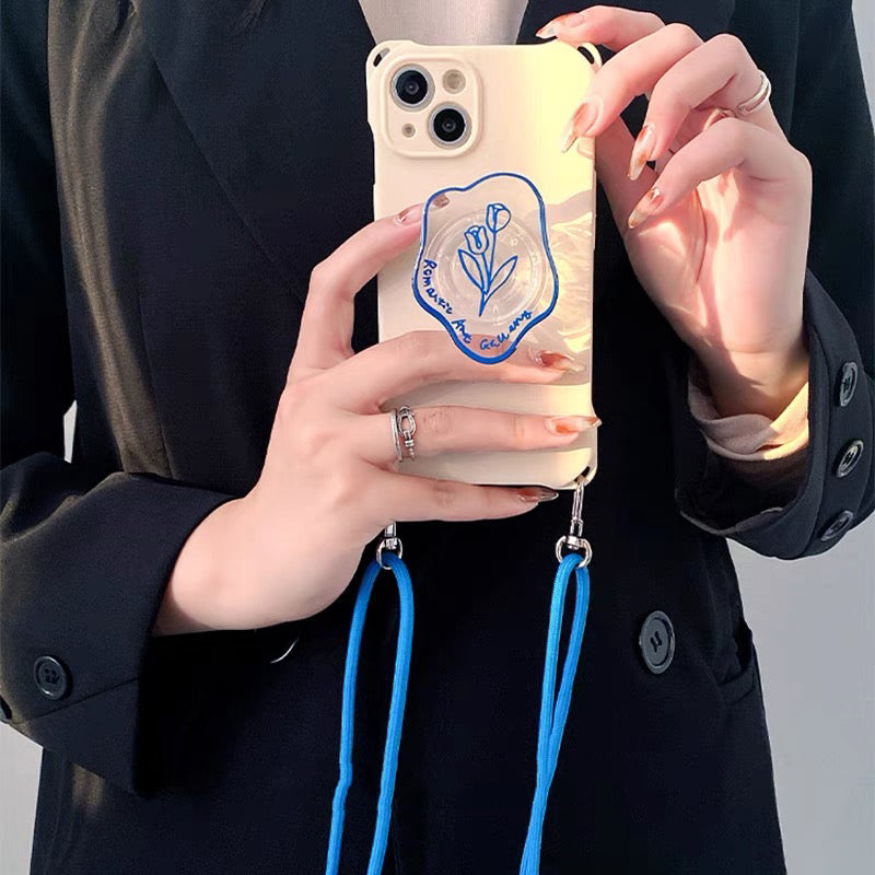 Blue Tulips Phone Case + Strap Set