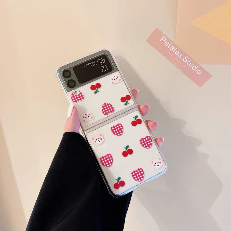 Teddy Heart Samsung Zflip 3 Phone case + Popsocket Set