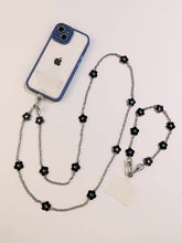 Load image into Gallery viewer, Black Daisy Phone Lanyard Set