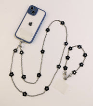 Load image into Gallery viewer, Black Daisy Phone Lanyard Set