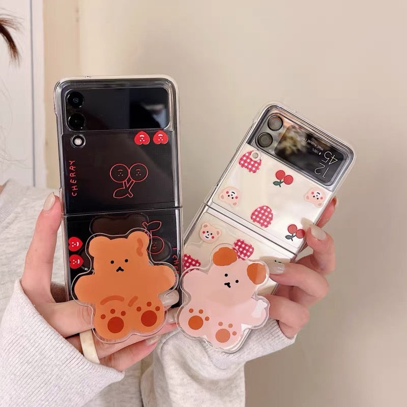 Teddy Heart Samsung Zflip 3 Phone case + Popsocket Set
