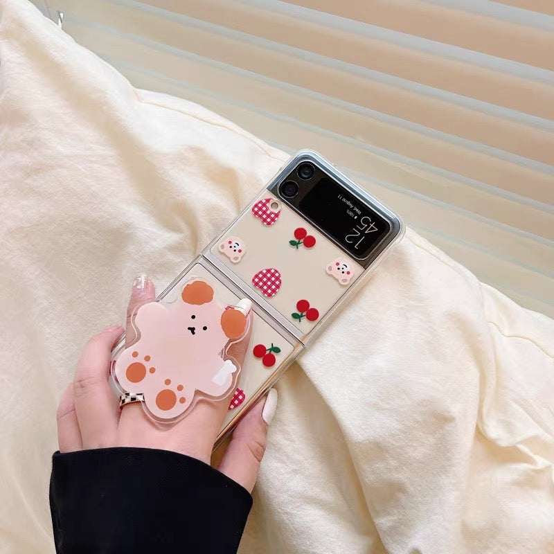 Teddy Heart Samsung Zflip 3 Phone case + Popsocket Set